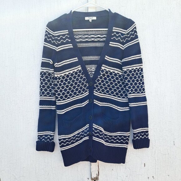 Madewell Blue Cozy Stitchway Cardigan Sweater - Picture 4 of 7